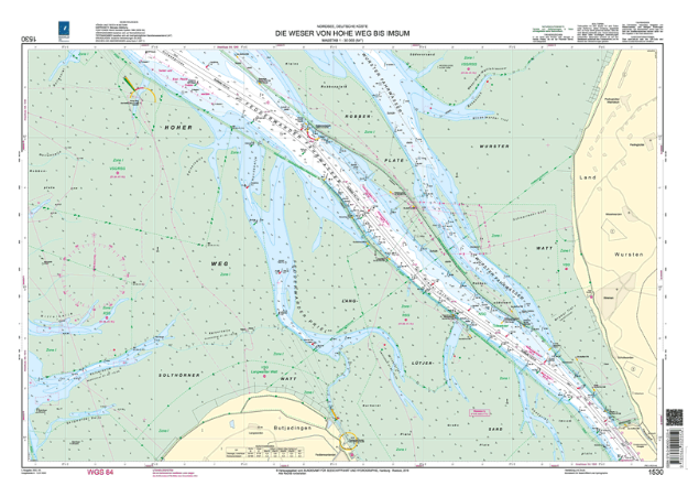 Duitse kaart 1530 - Die Weser von Hohe Weg bis Imsum